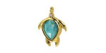 Turquoise Blue Magnesite w/ Gold Finish Sea Turtle Focal 15x19mm