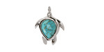 Turquoise Blue Magnesite w/ Silver Finish Sea Turtle Focal 15x19mm