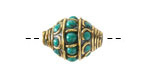 Nepalese Brass w/ Turquoise Dots 20-22x15-16mm
