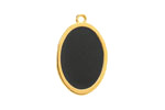 24K Gold (Plated) Jet Enamel Oval Focal 25x16mm