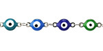 Santorini Mix Enamel Evil Eye Link Stainless Steel Chain 6mm