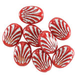 Czech Glass Cherry w/ Silver Fan Oval 17x12mm