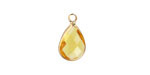 Yellow Crystal Teardrop in Gold Finish Bezel 10.5x18mm