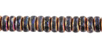 Czech Glass Textured Jet w/ Metallic Rainbow Heishi 4x8mm