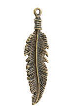 Mykonos Antique Brass (plated) Feather Pendant 17x67mm