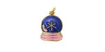 18k Gold (plated) Glitter Blue & Pink Enamel Snow Globe Focal 11x15mm