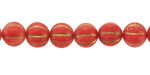 Czech Glass Matte Ruby w/ Gold Melon Round 8mm