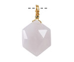 Blue Rose Quartz w/ Gold Finish Faceted Hexagon Wire Wrapped Pendant 20x25mm