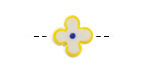 Yellow Rimmed w/ Cobalt Dot Porcelain Flower 15mm