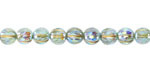 Czech Glass Aquamarine AB w/ Gold Faceted Melon Round 6mm