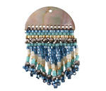 Turquoise Waters Black Lip Shell Woven Fringe Focal 25x40mm