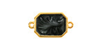 24K Gold (Plated) Jet Pearl Enamel Octagon Focal Link 22x12mm
