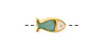 24K Gold (plated) White & Turquoise Pearl Enamel Fish Bead 15x7mm