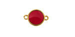 24K Gold (Plated) Transparent Ruby Red Resin Round Focal Link 12x17mm
