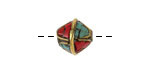 Nepalese Brass w/ Coral & Turquoise Mosaic Bicone Bead 6-7x7mm